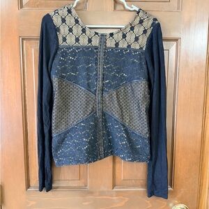 Elegant Black and Gold Lace Women's Top